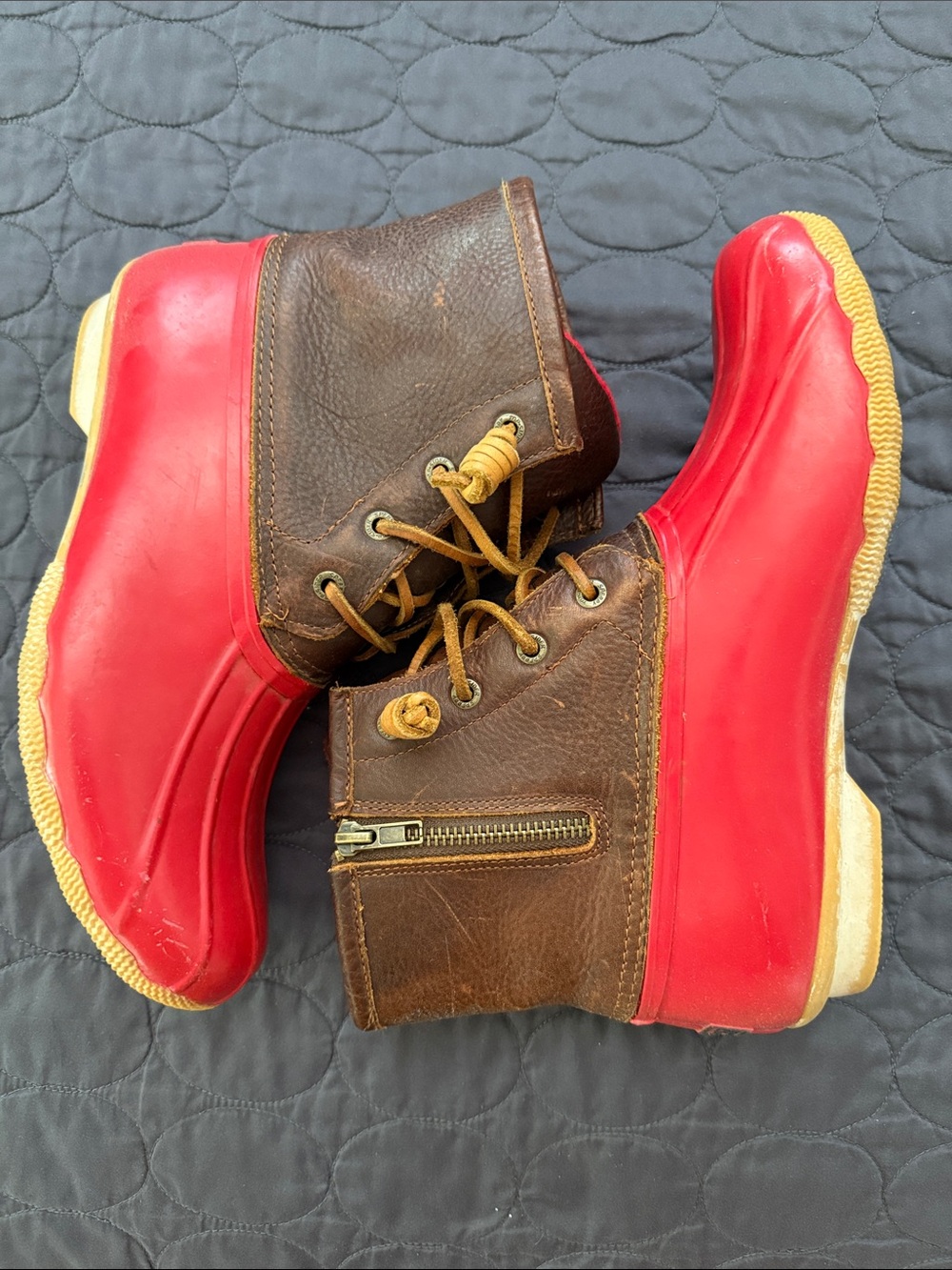 ❤️Sperry Top-Sider Saltwater Duck Boots Red Metallic - Picture 2 of 9